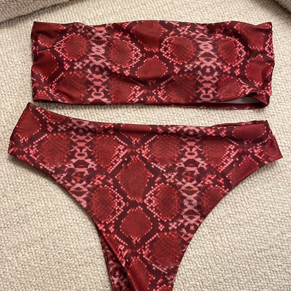 Snakeskin Bandeau Bikini Set
